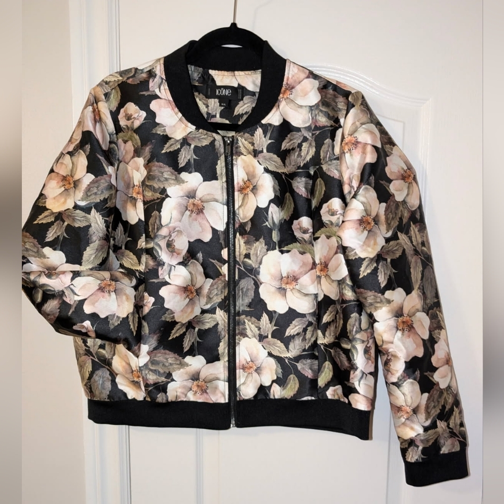 Simons ICÔNE Floral Bomber Jacket Zip-Up Lightweight